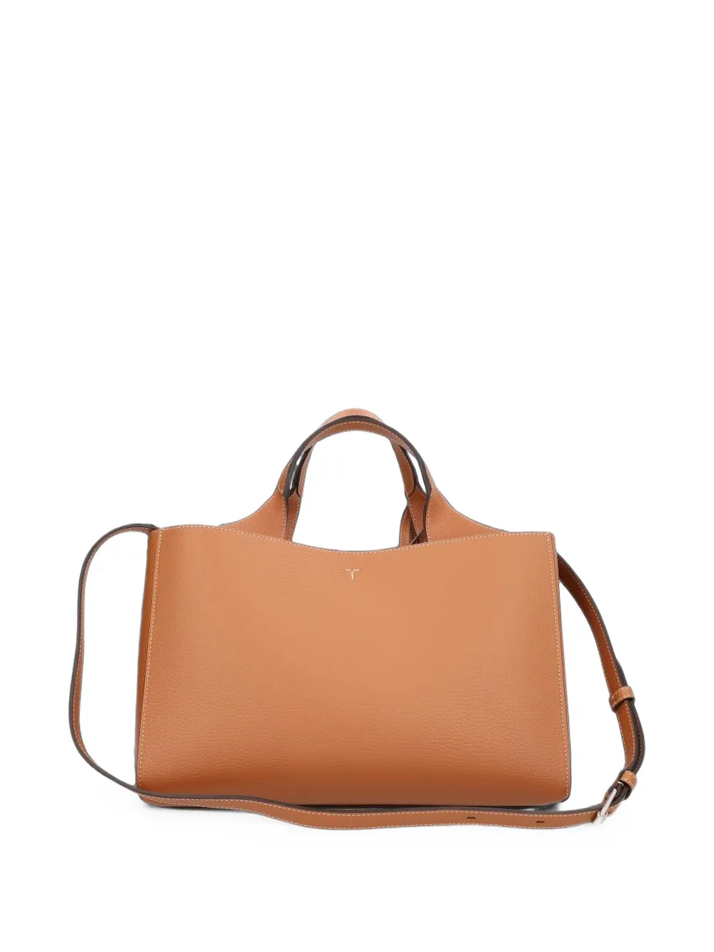 Tod's Shopper van bewerkt leer met T-logo Bruin