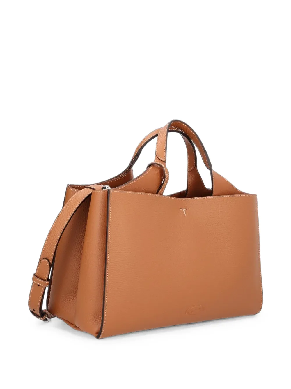 Tod's Shopper van bewerkt leer met T-logo Bruin