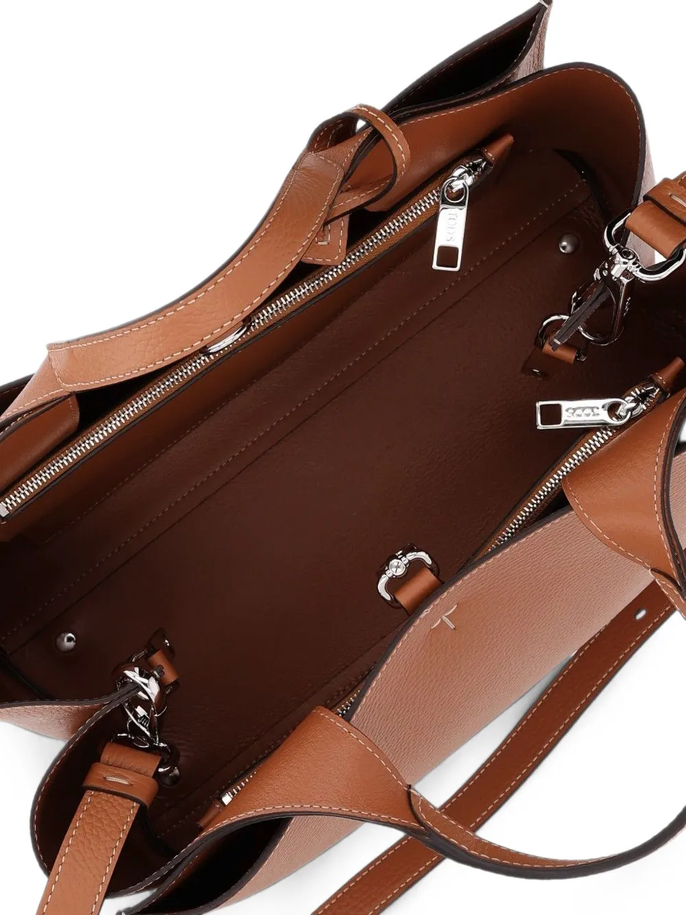 Tod's Shopper van bewerkt leer met T-logo Bruin