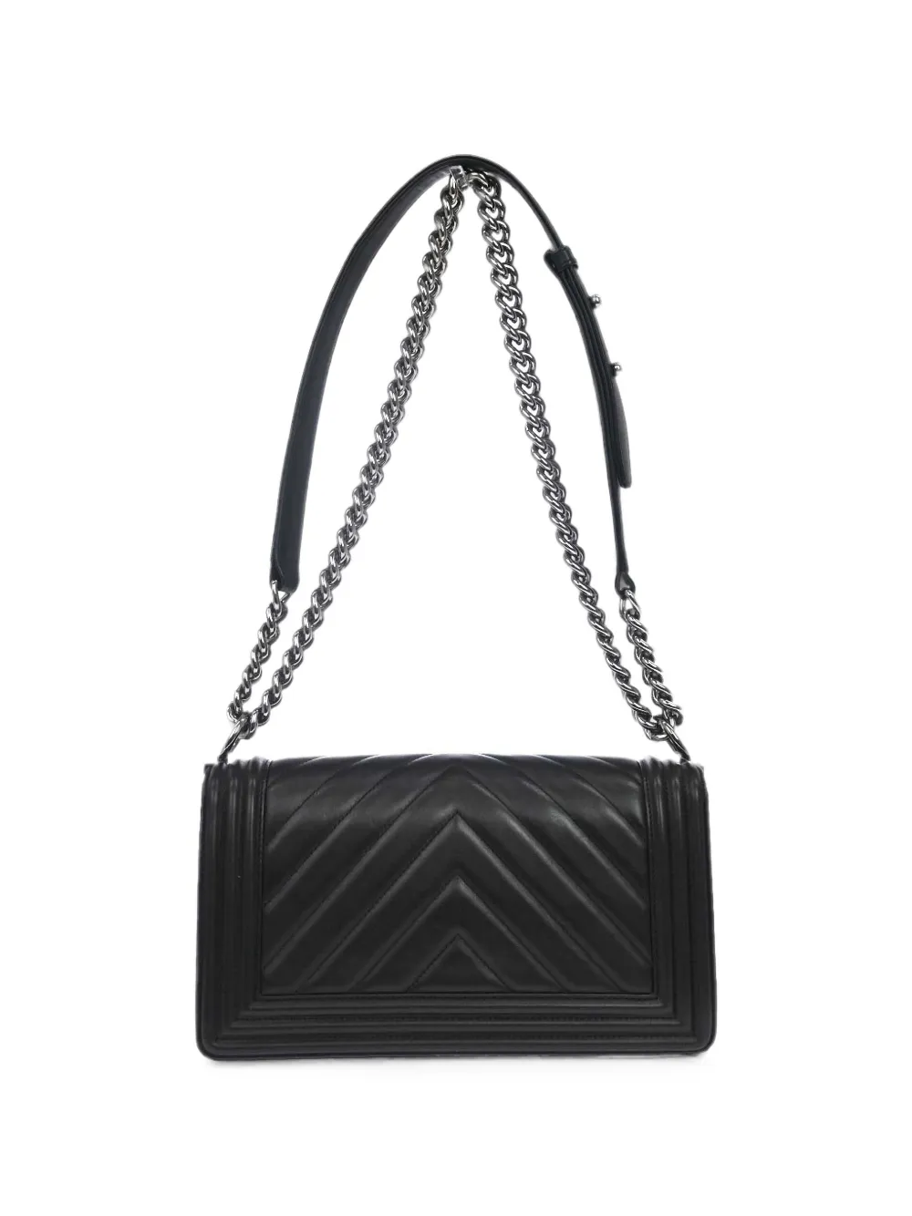 CHANEL Pre-Owned 2018 medium Boy Chanel schoudertas met chevron-patroon Zwart