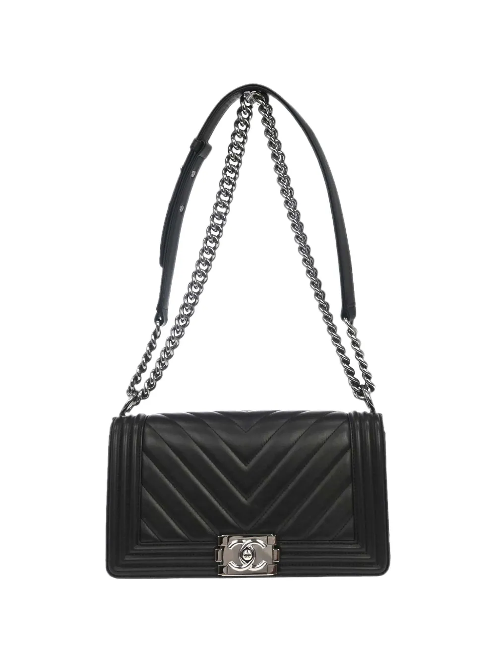 CHANEL Pre-Owned 2018 medium Boy Chanel chevron shoulder bag - Nero