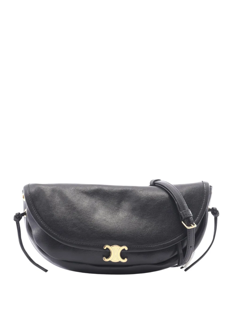 Celine Pre-Owned 2010-2026 Leather Triomphe Little Half Moon Soft Bag crossbody bag - Nero