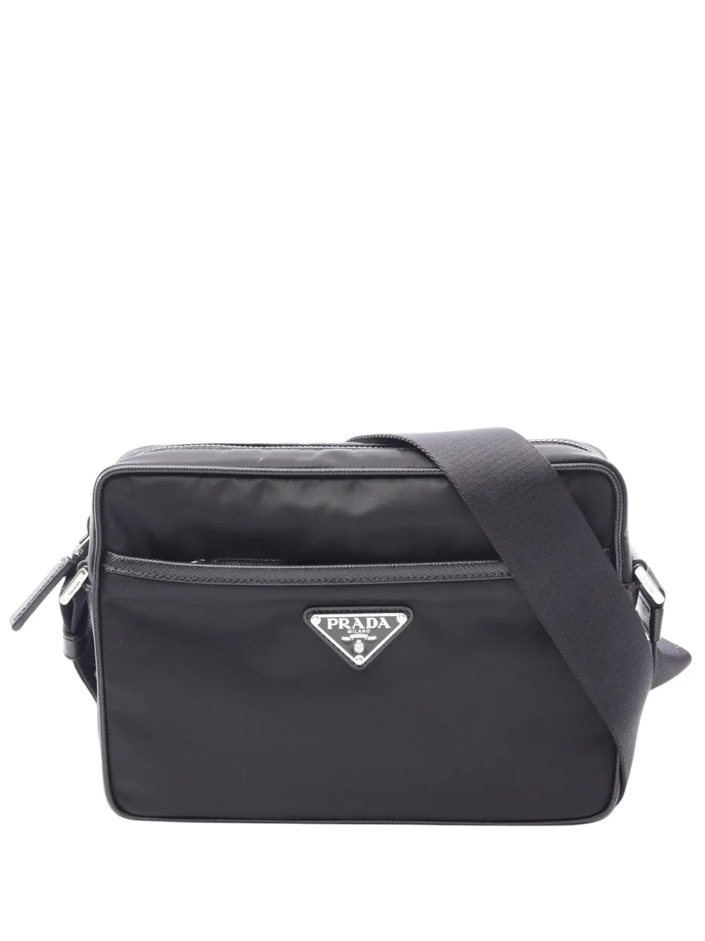 Prada Pre-Owned 2013-2026 Saffiano Trimmed Tessuto Camera Bag crossbody bag - Nero