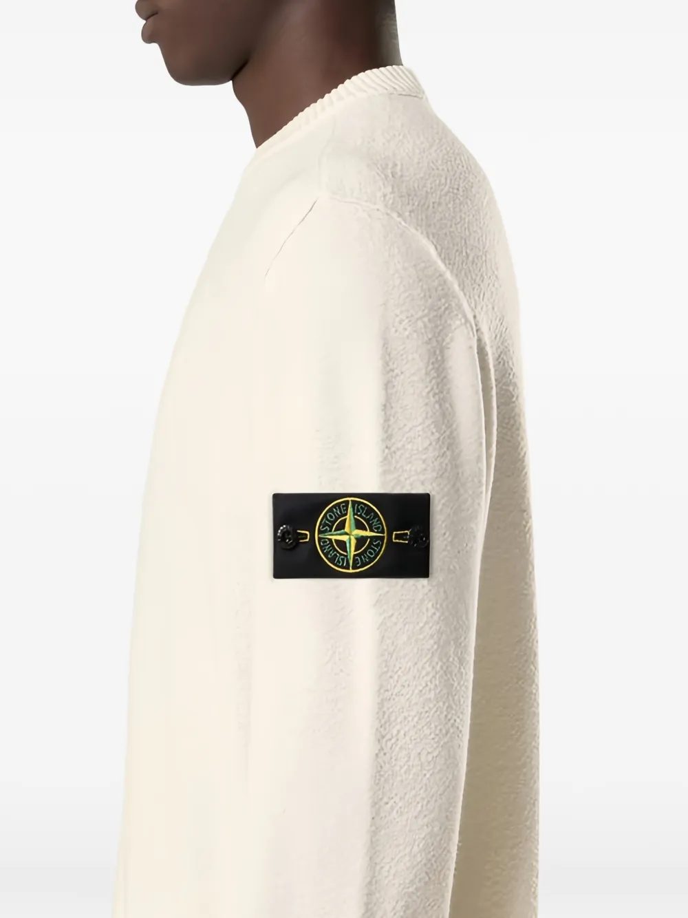Stone Island 5100011 trui van zuivere RWS-wol met ronde hals Beige