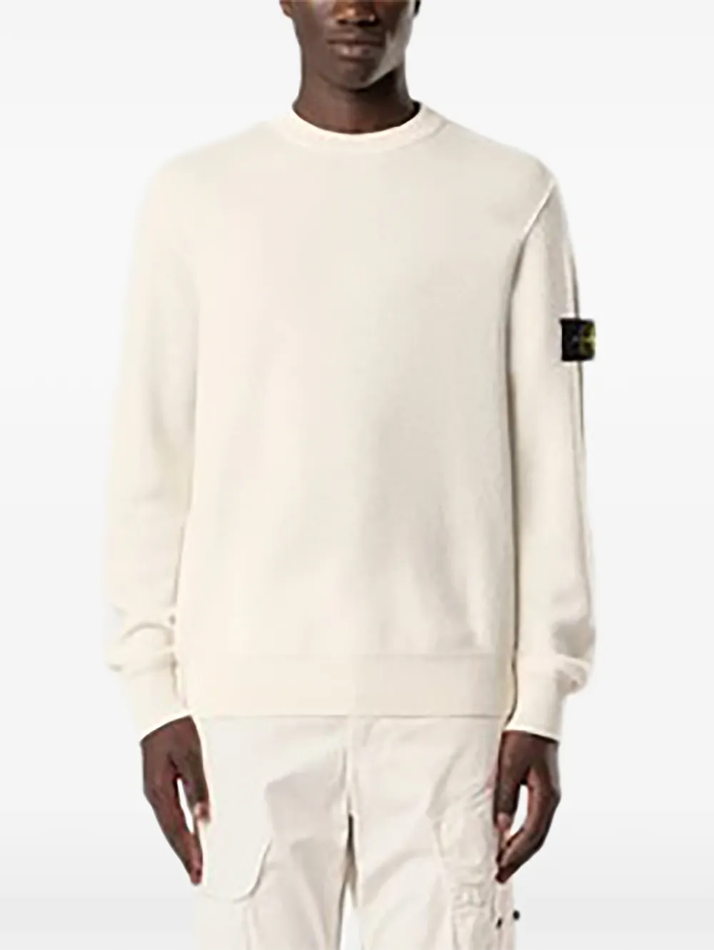 Stone Island 5100011 trui van zuivere RWS-wol met ronde hals Beige