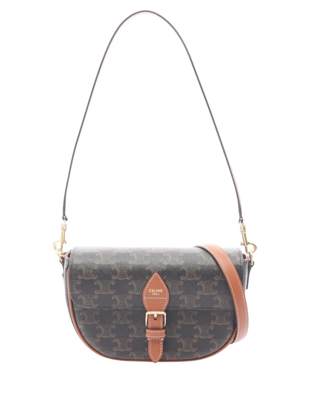 Celine Pre-Owned 2010-2026 Triomphe Coated Canvas Folco satchel - Nero