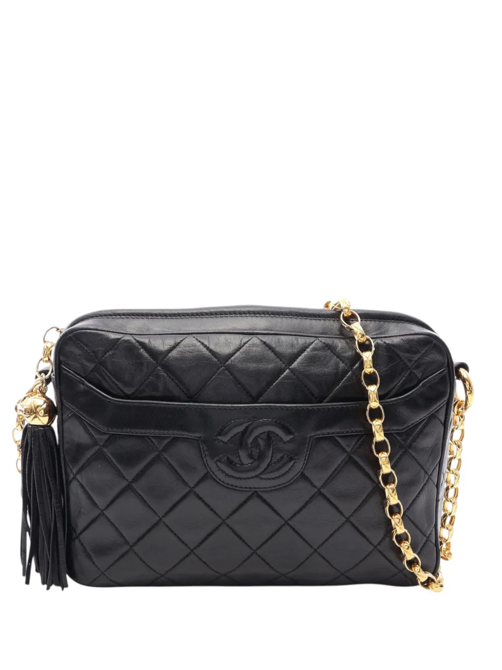 CHANEL Pre-Owned 1989-1991 Medium CC Quilted Lambskin Tassel Camera Bag crossbody bag - Nero