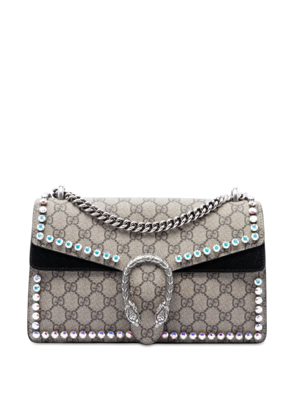 Gucci Pre-Owned Borsa a spalla Dionysus media in tessuto GG Supreme con cristalli 2016-2026 - Nero