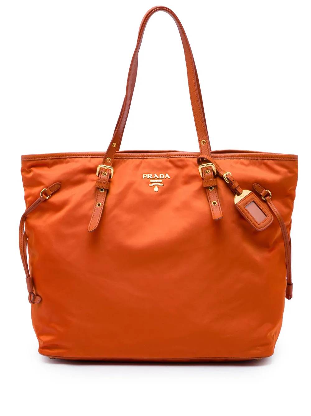 Prada Pre-Owned 2013-2026 Saffiano Trimmed Tessuto tote bag - Arancione