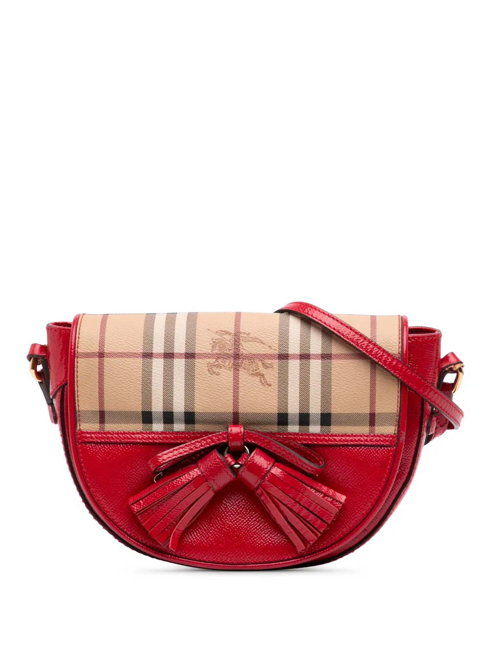Burberry Pre-Owned 2000-2017 Patent and Haymarket Check Coated Canvas Maydown crossbody bag - Rosso