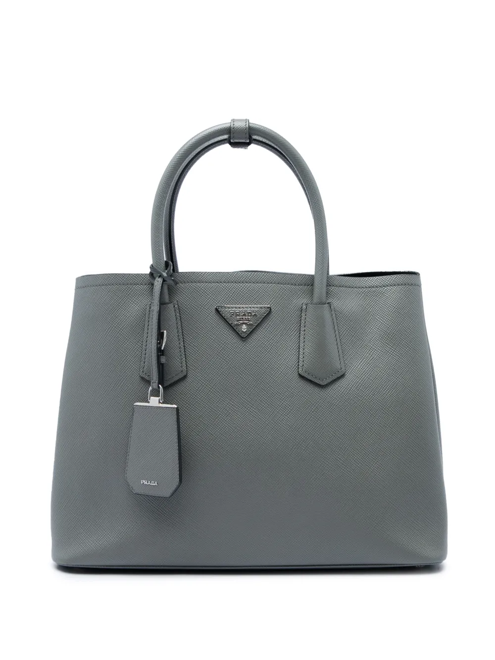 Prada Pre-Owned 2013-2026 Medium Saffiano Cuir Double satchel - Grigio
