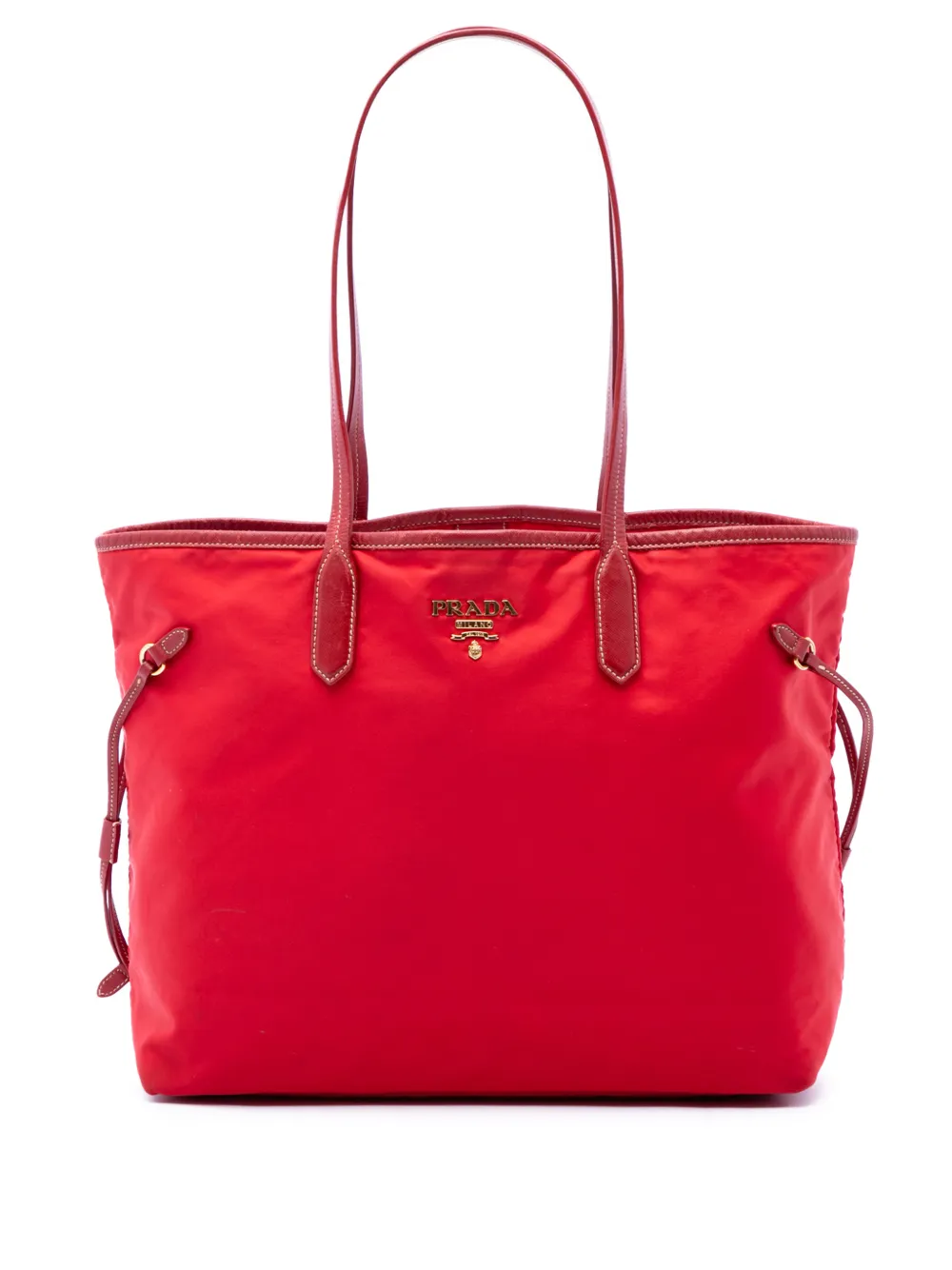 Prada Pre-Owned 2010-2026 Saffiano Trimmed Tessuto tote bag - Rosso
