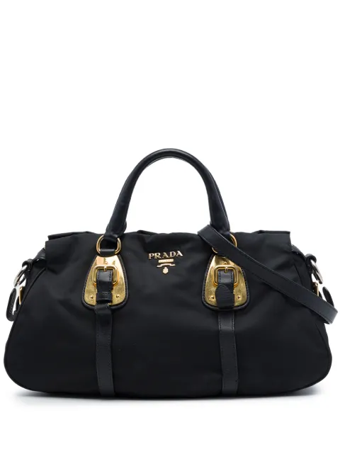 Prada Pre-Owned 2010-2026 Soft Calf Trimmed Tessuto satchel