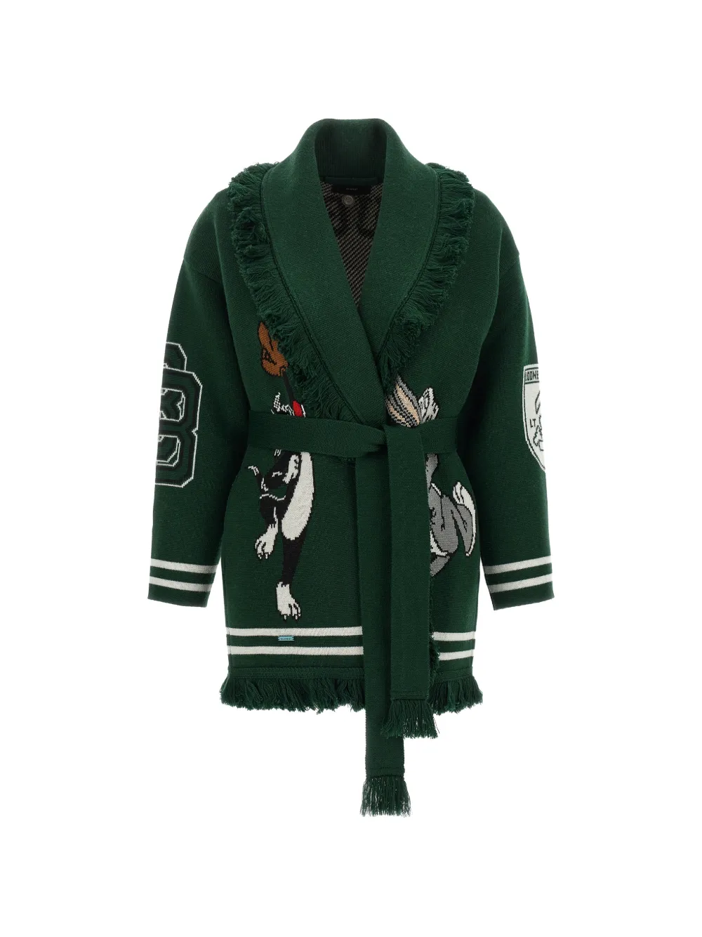 Alanui X Looney Tunes Sporty Bugs Bunny & Sylvester Jacquard-knit Cardigan In Green