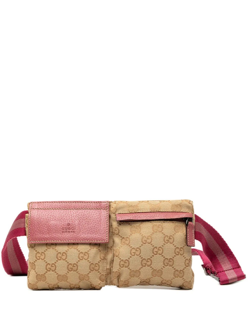 Gucci Pre-Owned 2000-2015 GG Canvas Web Double Pocket belt bag - Toni neutri