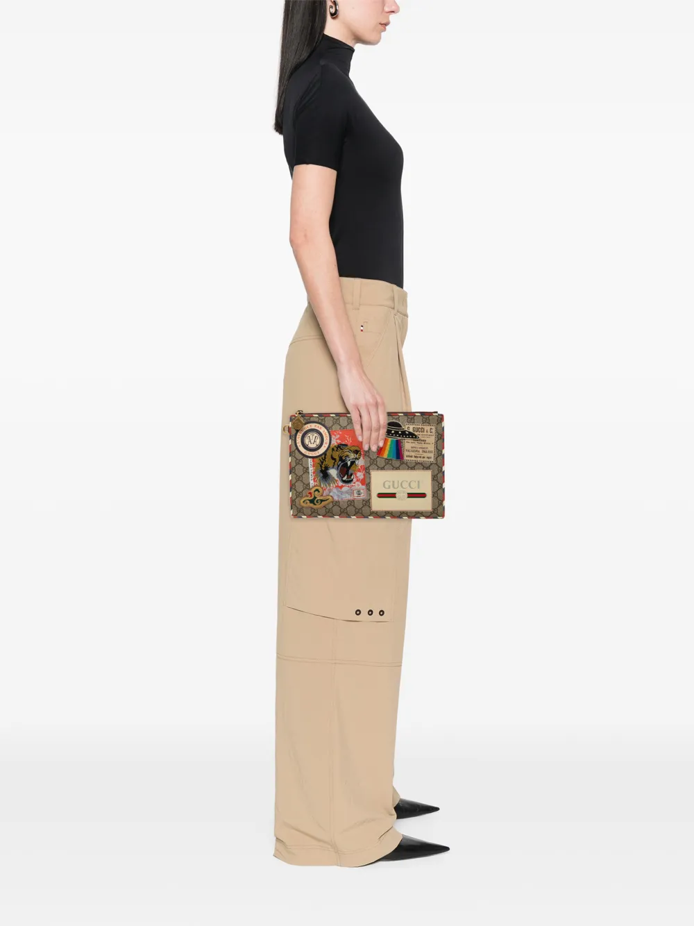 Gucci Pre-Owned 2000-2015 GG Supreme Courrier clutch Beige