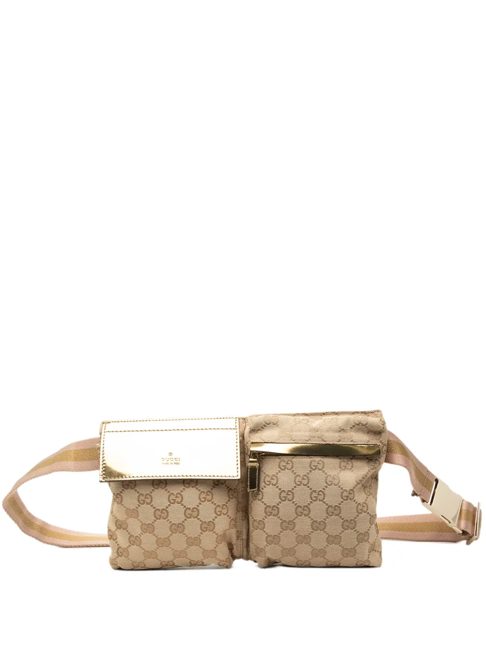 Gucci Pre-Owned 2000-2015 GG Canvas Web Double Pocket belt bag - Toni neutri