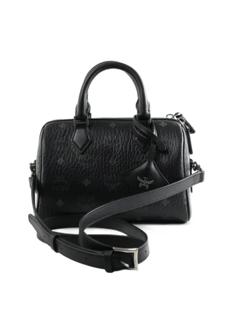 MCM small Ela Boston Visetos monogram canvas tote bag