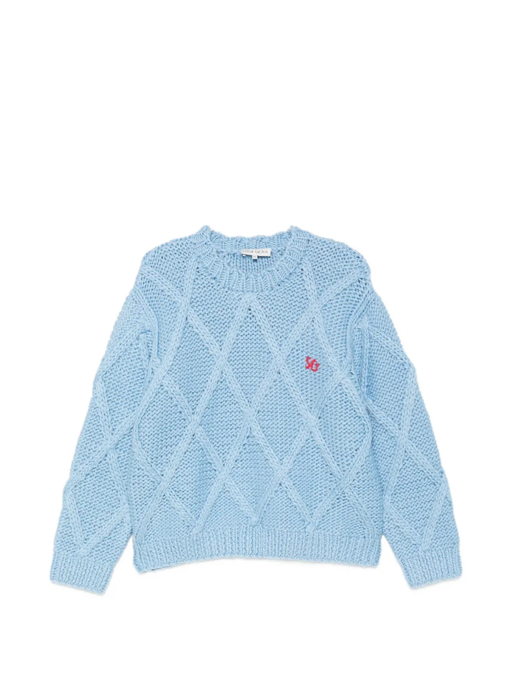 Stine Goya cable-knit embroidered-logo sweater - Blu