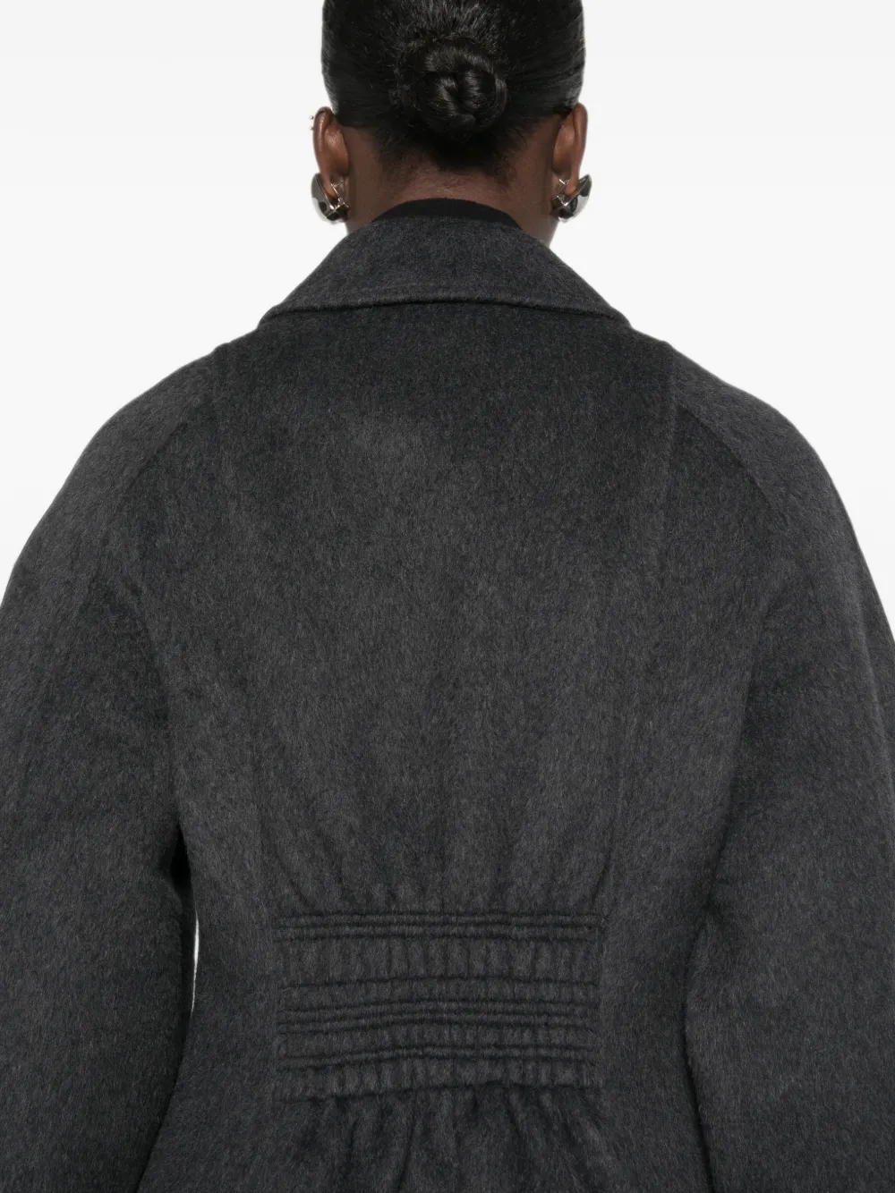 Stine Goya shirred-waist single-breasted coat Grijs