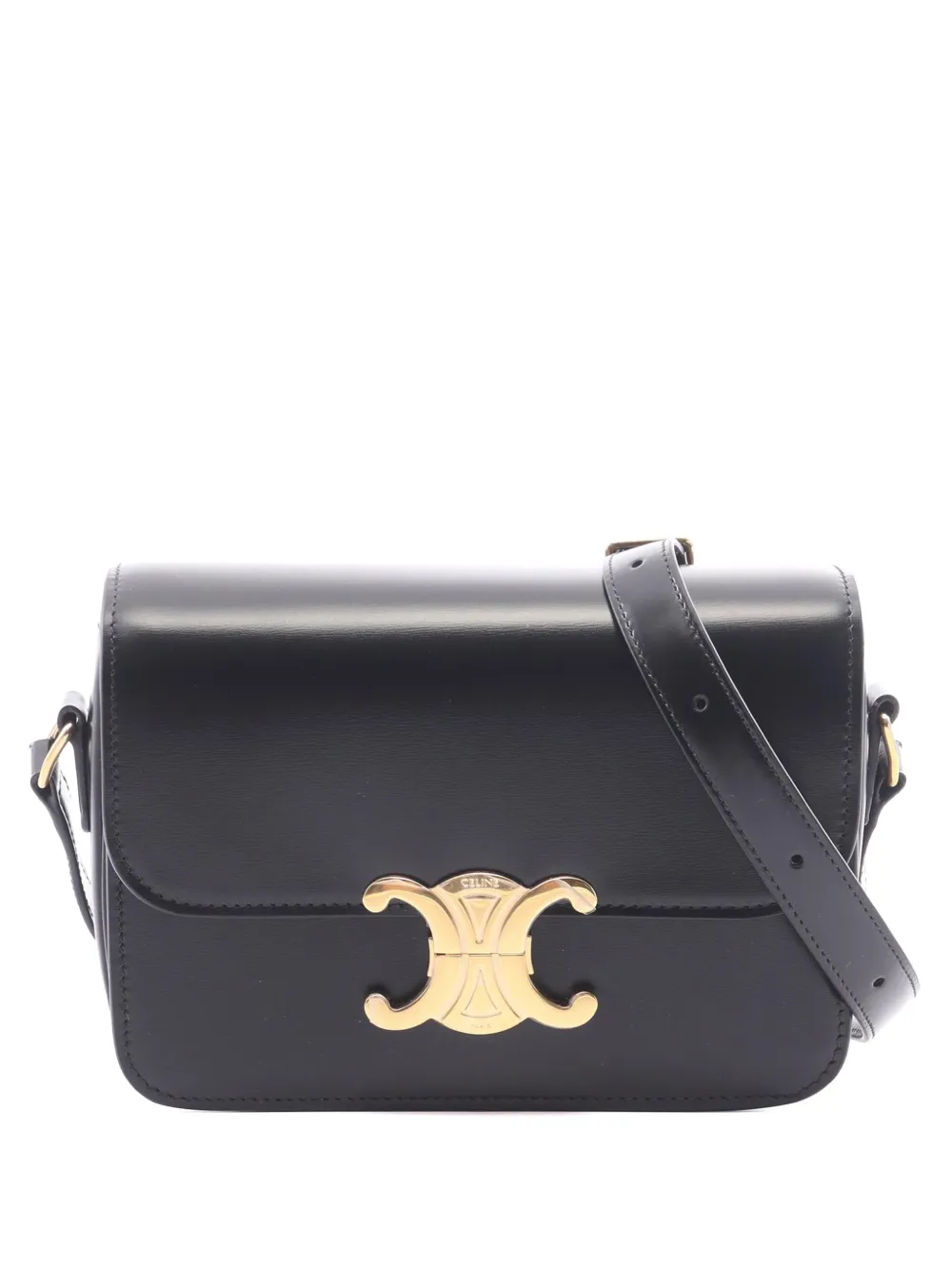 Celine Pre-Owned 2010-2026 Teen Shiny Calfskin Triomphe crossbody bag - Nero