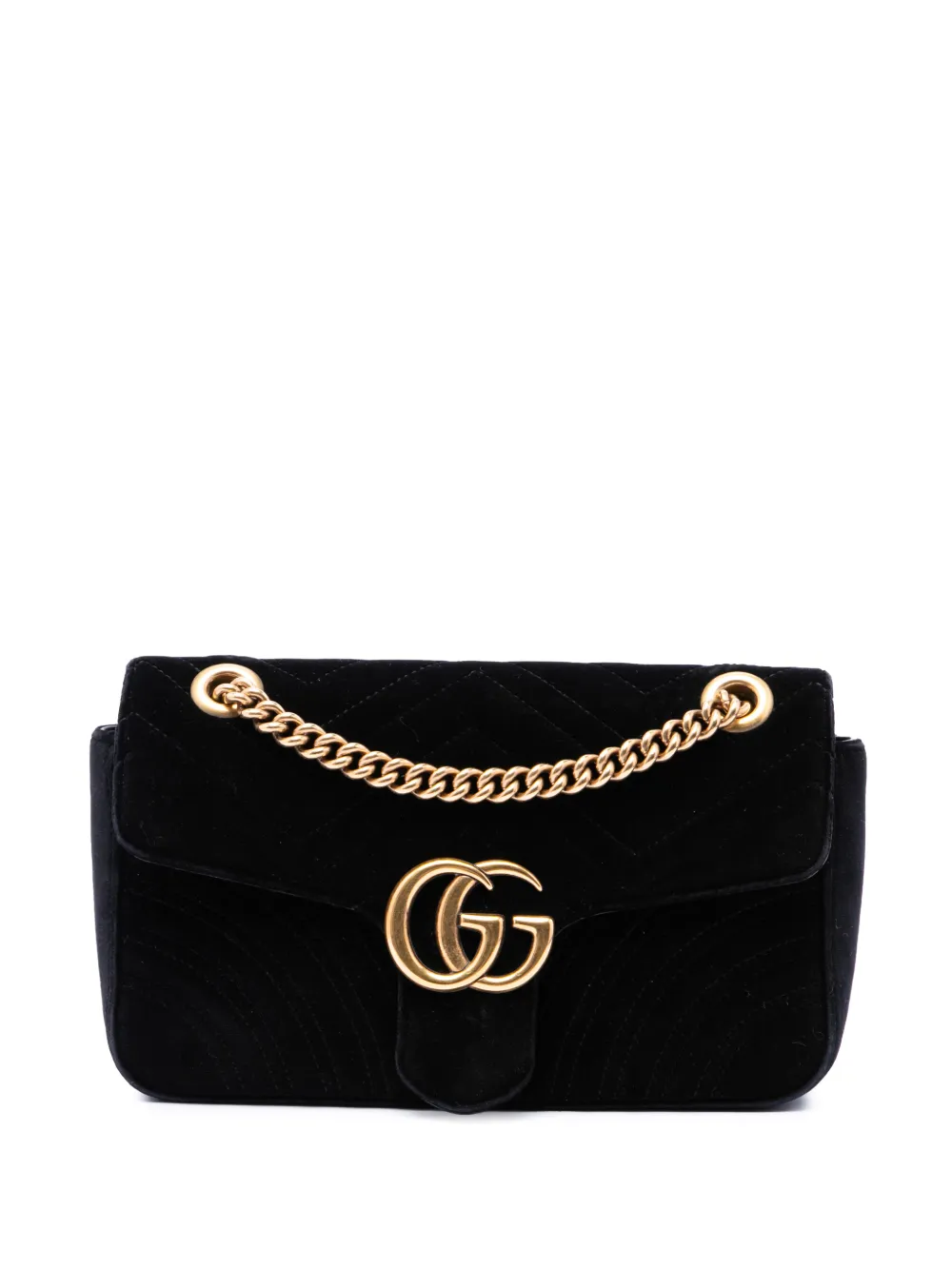 Gucci Pre-Owned 2016-2026 Medium GG Marmont Matelasse Velvet shoulder bag - Nero