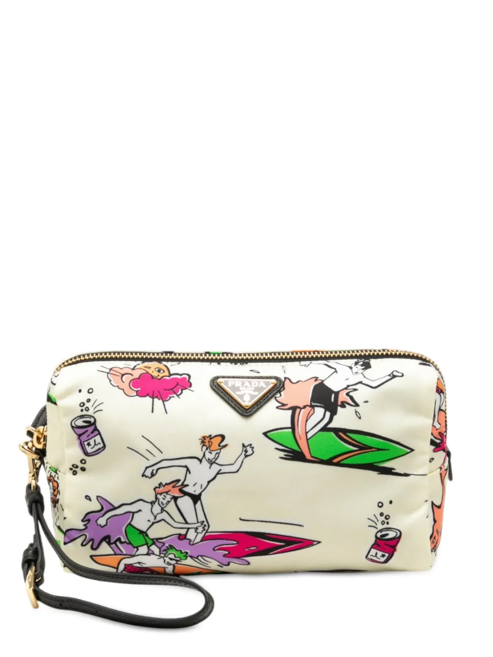 Prada Pre-Owned Trousse make up Surf in tessuto con stampa 2013-2026 - Bianco