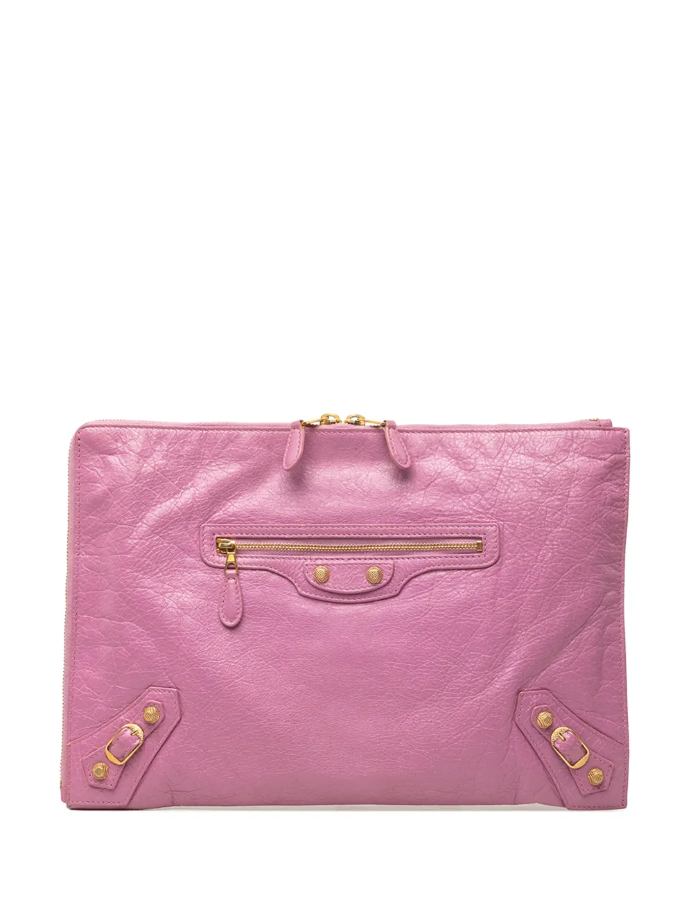 Balenciaga Pre-Owned Clutch Motocross Giant 12 in pelle di agnello con zip a giro 2015 - Rosa