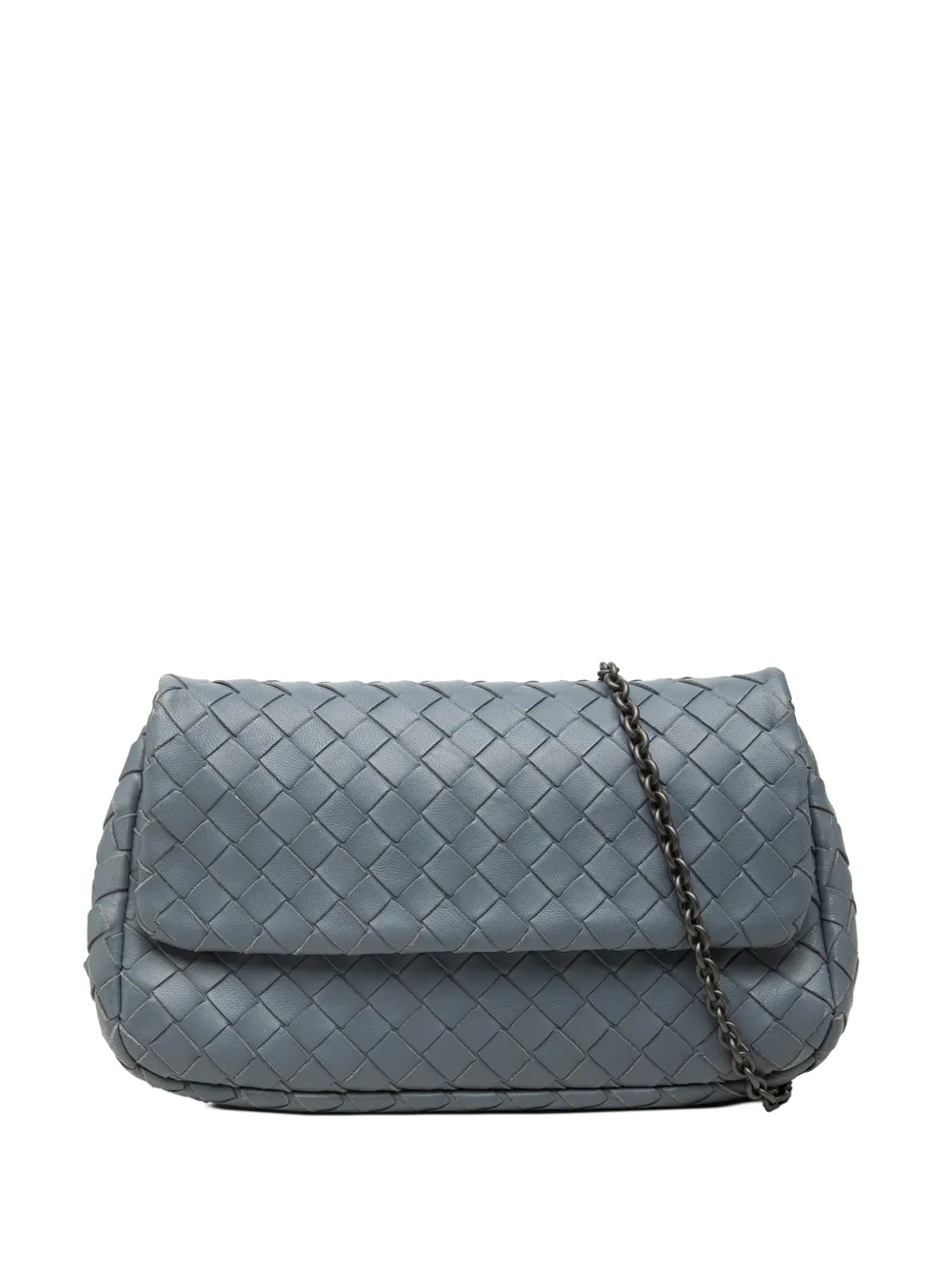 Bottega Veneta Pre-Owned Borsa espandibile a tracolla Intrecciato mini in nappa con catena e battente 2012-2026 - Blu