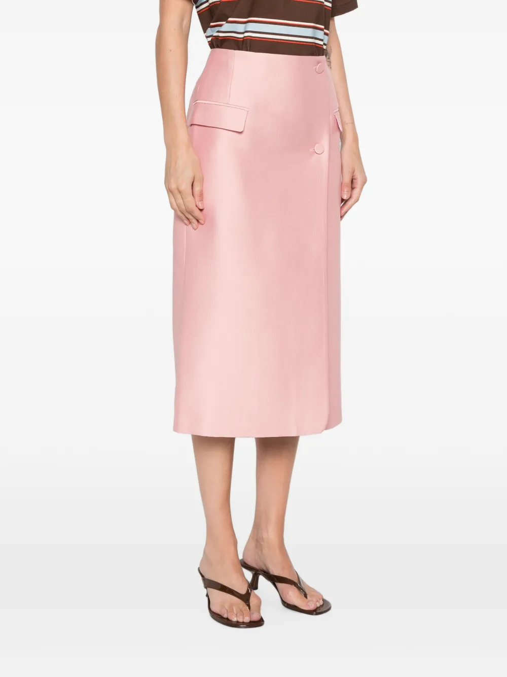 Stine Goya Midi-kokerrok met knoopsluiting Roze