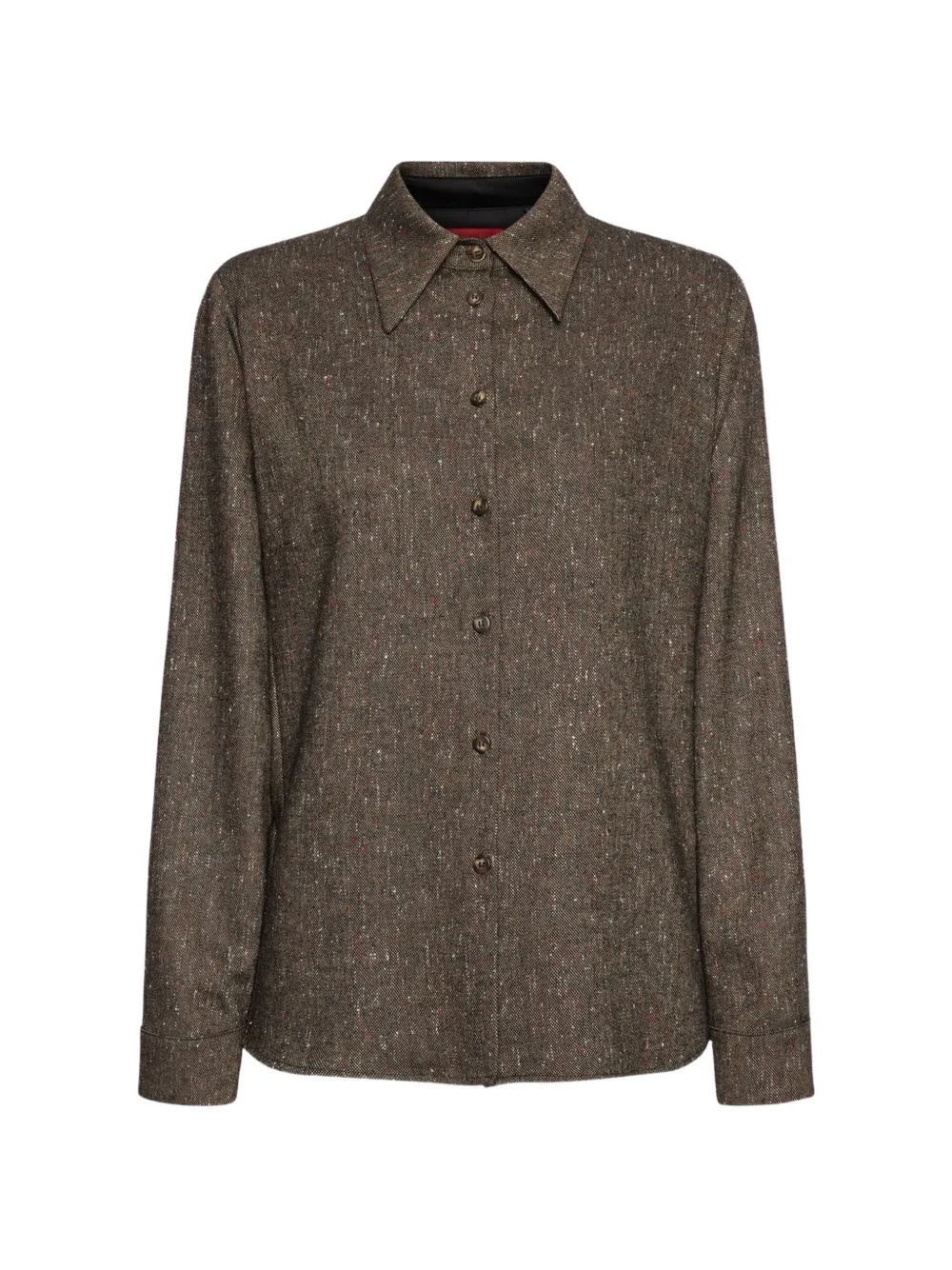 ELENA MIRÒ tweed-effect button-down shirt - Braun