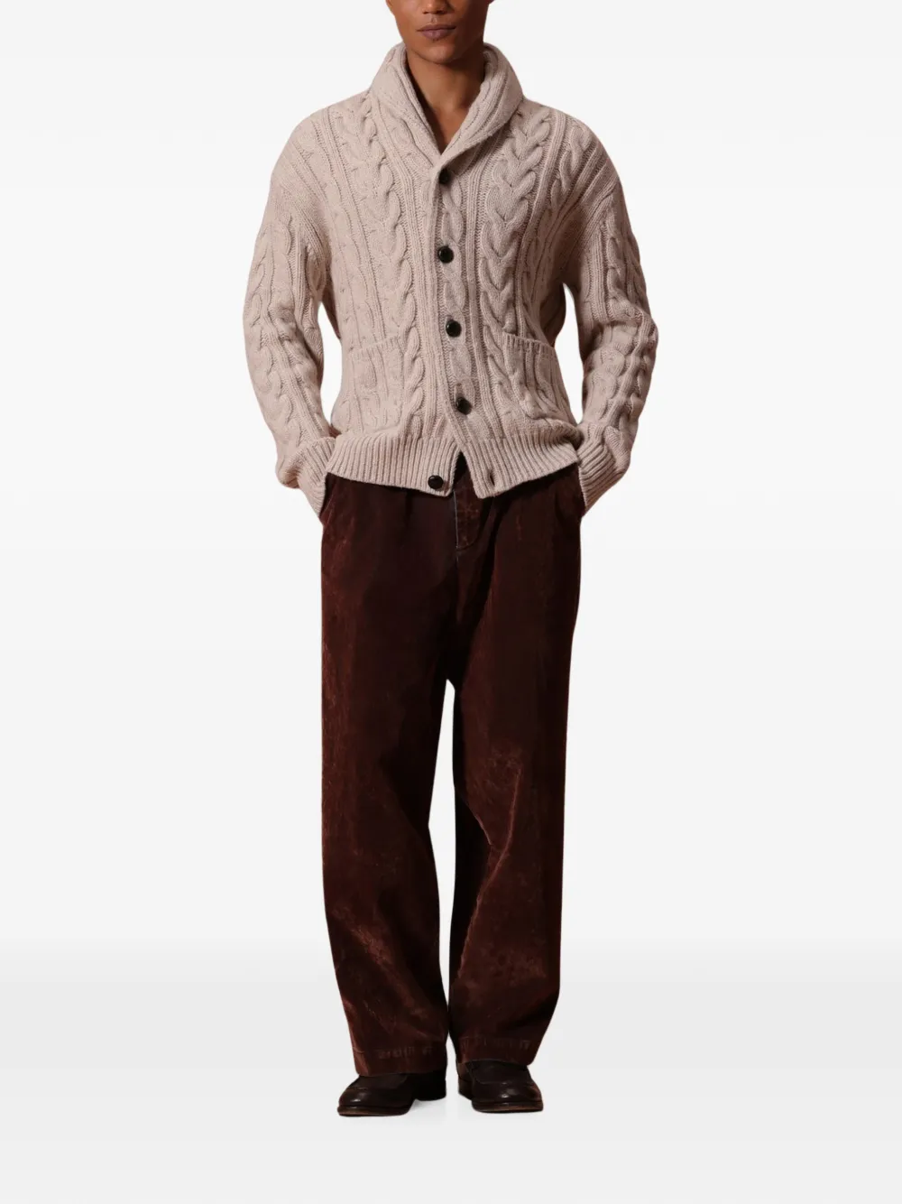 Ballantyne Kabelgebreid vest Beige