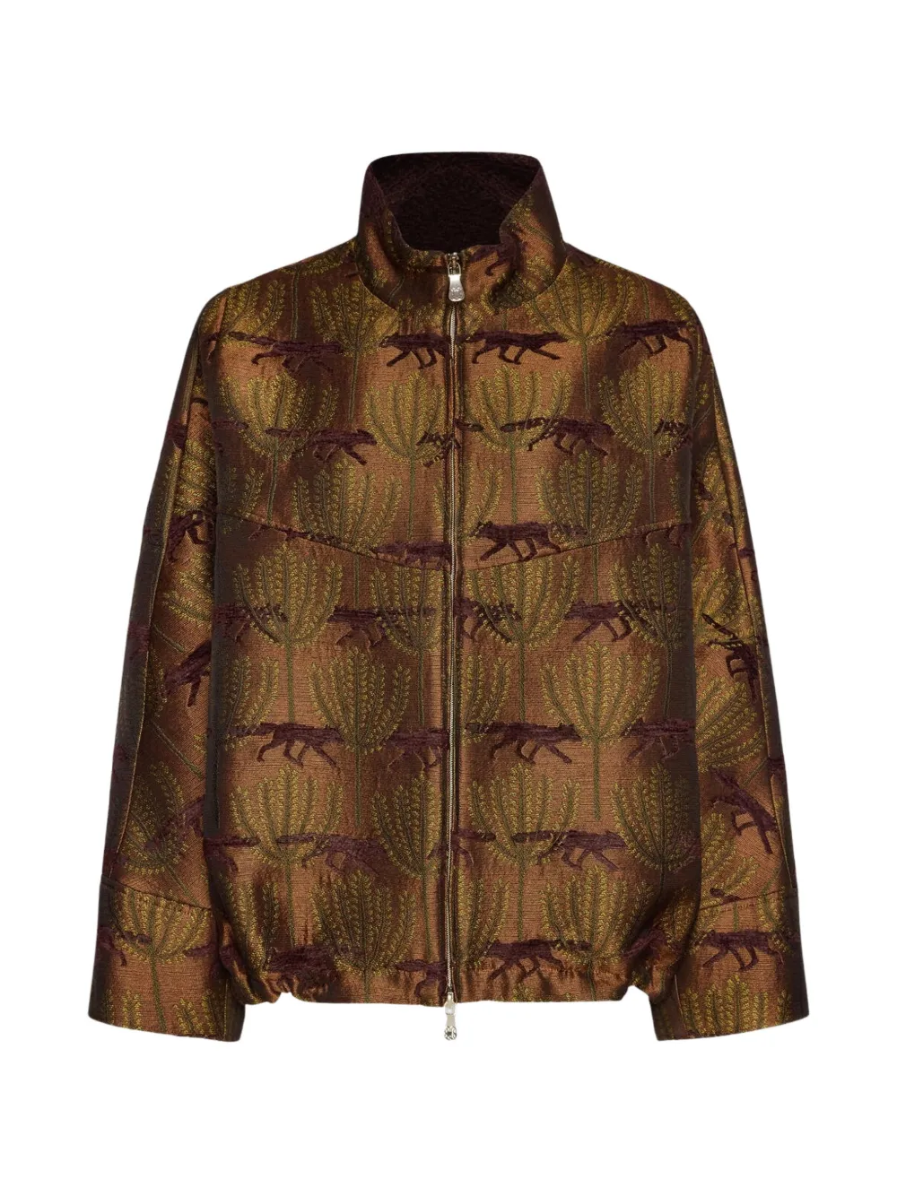ELENA MIRÒ jacquard-woven zip-up jacket - Braun