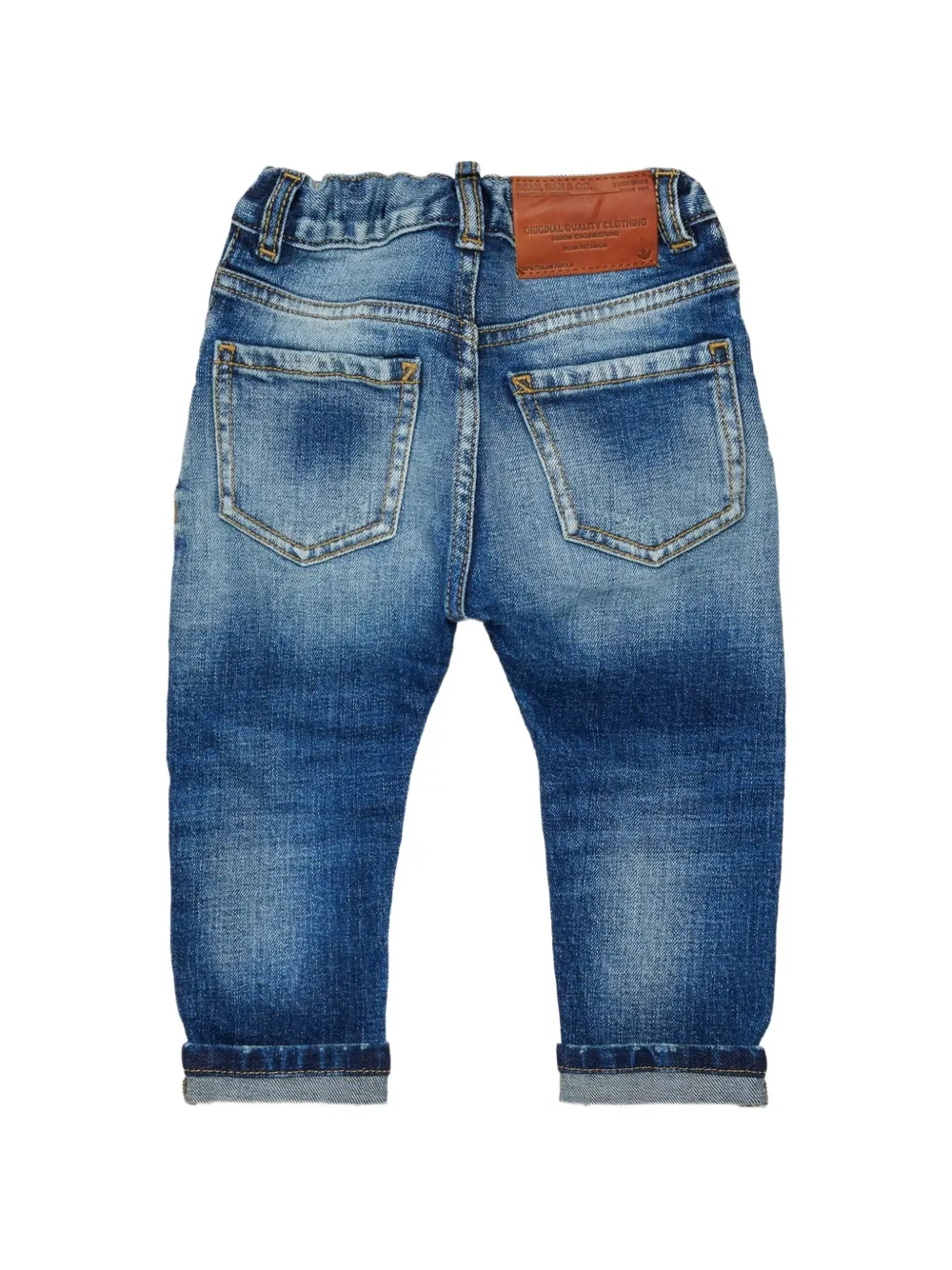 DSQUARED2 KIDS distressed logo-tag jeans Blauw