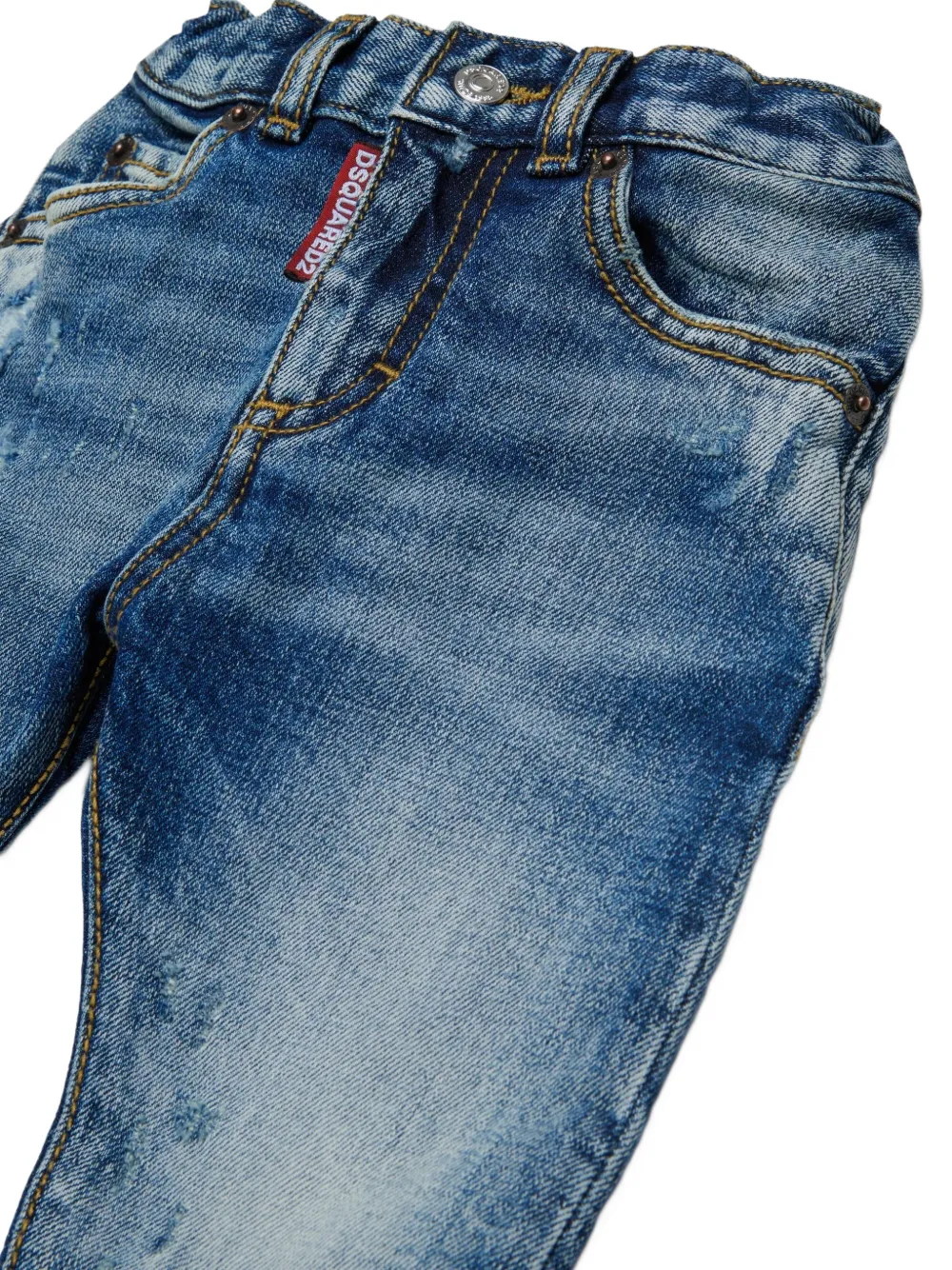 DSQUARED2 KIDS distressed logo-tag jeans Blauw