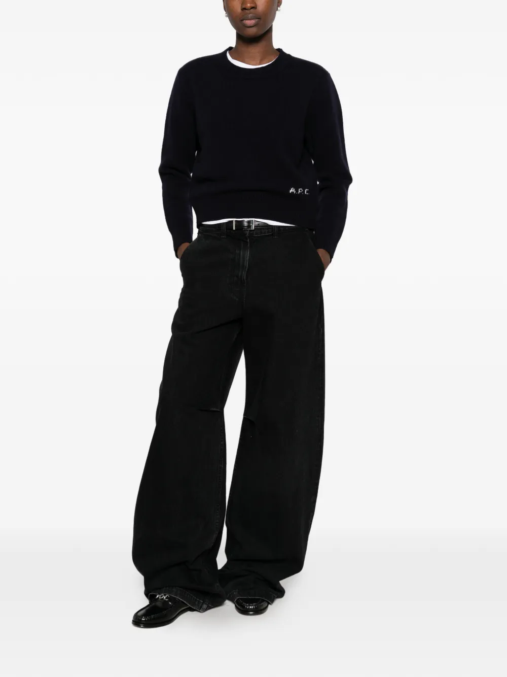 A.P.C. Anna wollen trui met intarsia-logo Blauw