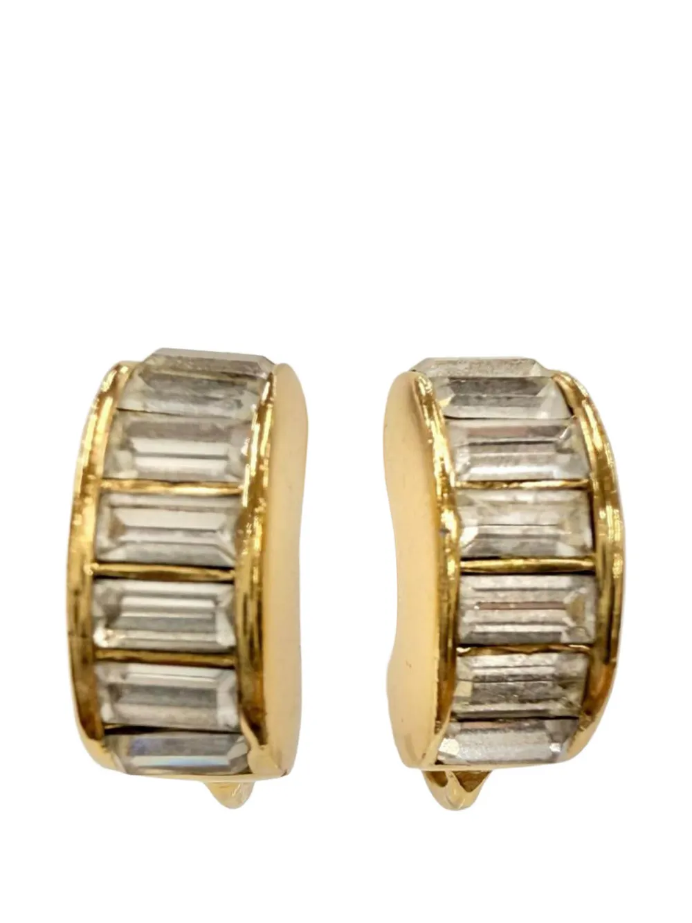 Christian Dior Pre-Owned 20th Century Gold Plated Strass Hoop Clip On Earrings costume necklace - Oro