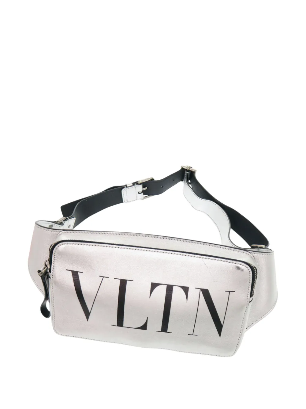 Valentino Garavani Pre-Owned 2018-2026 Metallic Calfskin VLTN Rockstud belt bag - Argento