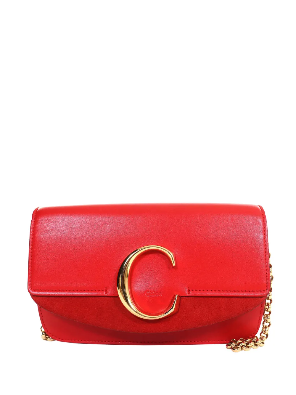 Chloé Pre-Owned 2019 Mini Calfskin and Suede C Chain crossbody bag - Rosso