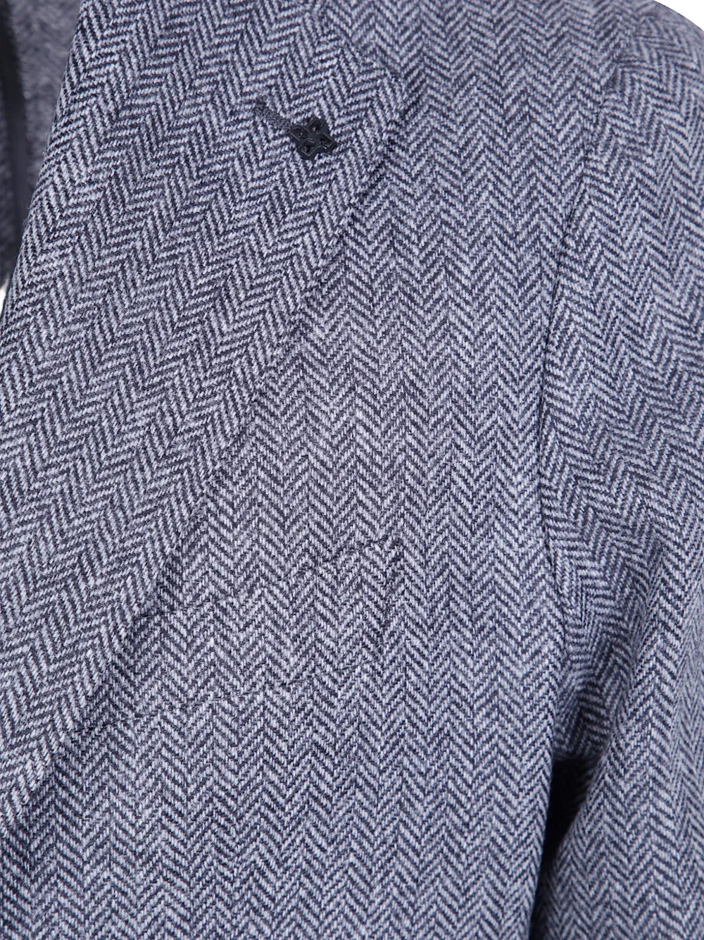 Tagliatore Montecarlo herringbone-weave notched-lapels blazer Grijs
