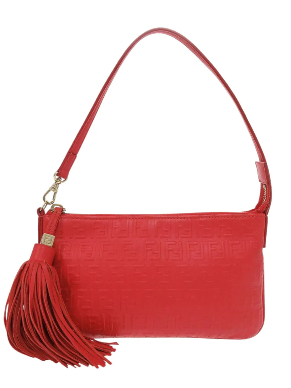 Fendi Pre-Owned 2000-2010 Zucchino Embossed Nappa Tassel handbag - Rosso