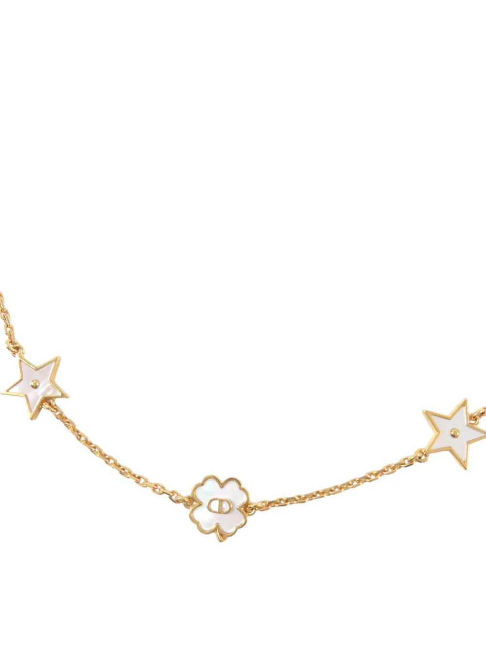 Dior Pre-owned 2021-2026 Gold Plated CD Mother of Pearl Destiny Necklace Costume Necklace, view 3
