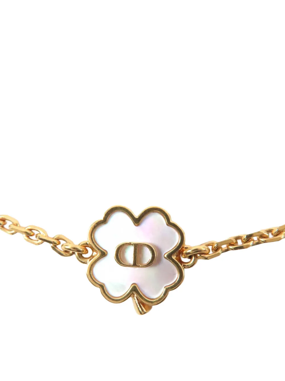 Dior Pre-owned 2021-2026 Gold Plated CD Mother of Pearl Destiny Necklace Costume Necklace, view 2