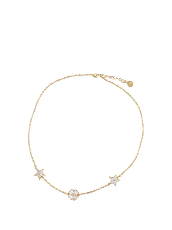 Dior Pre-owned 2021-2026 Gold Plated CD Mother of Pearl Destiny Necklace Costume Necklace