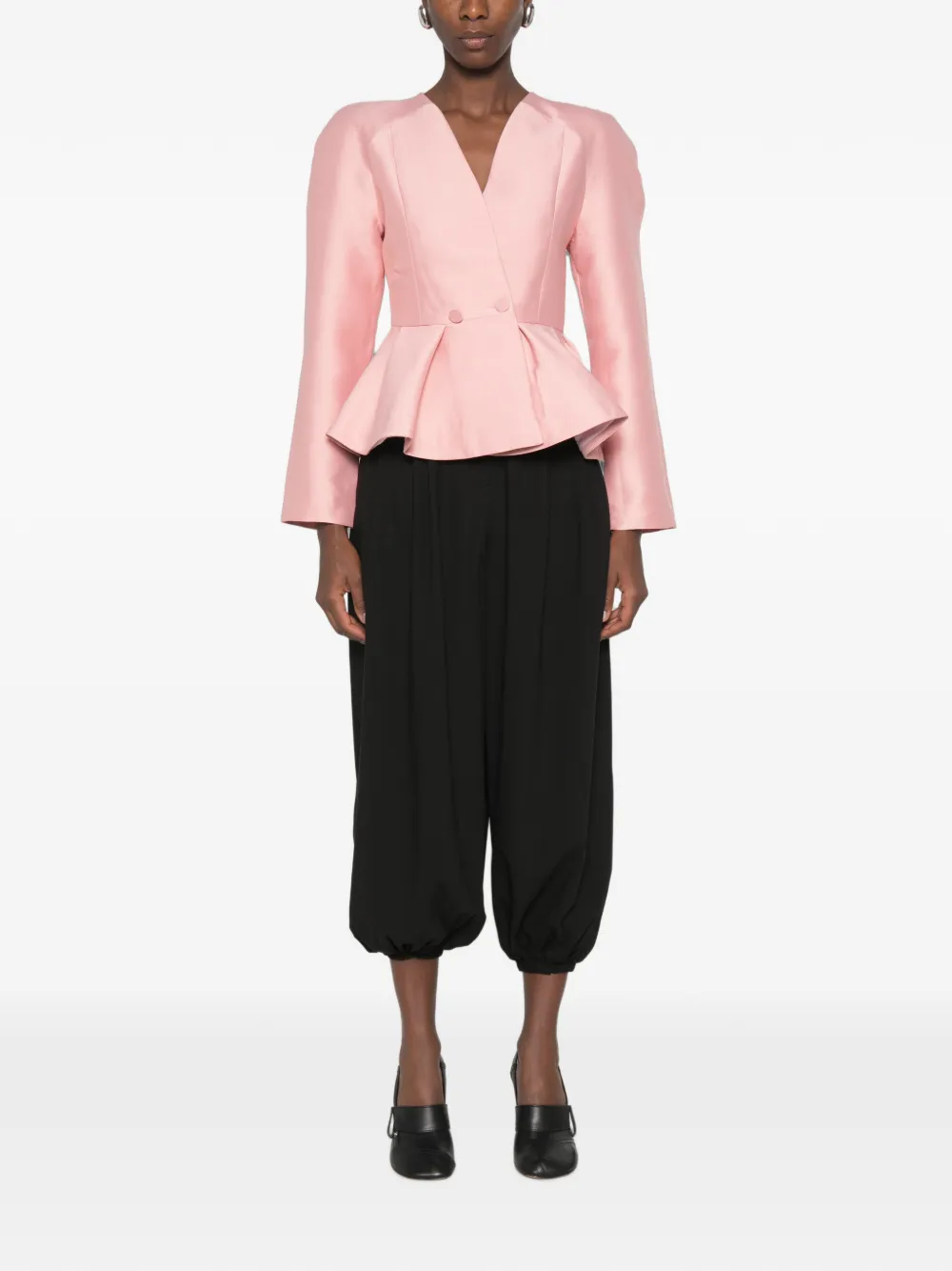 Stine Goya peplum-hem V-neck jacket Roze