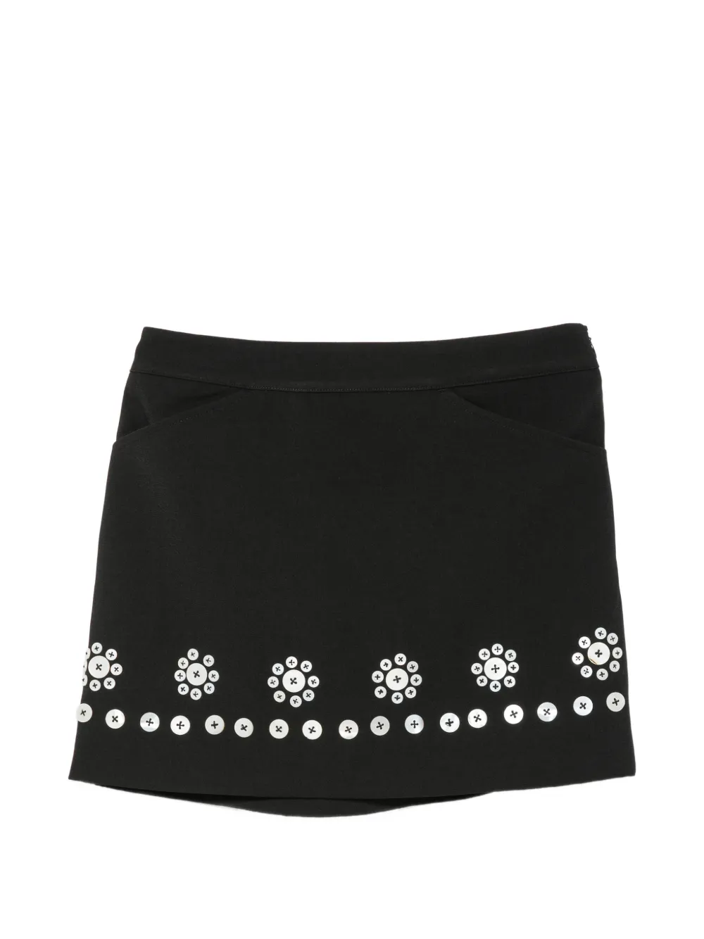 Stine Goya button-embellished floral-motif mini skirt - Nero