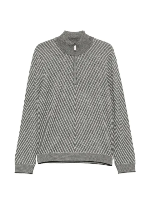 Emporio Armani chevron-knit half-zip pullover