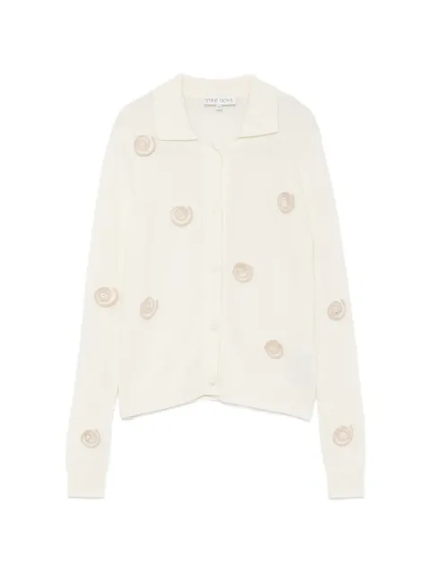 Stine Goya Cardigan com gola polo e aplicação de caracol