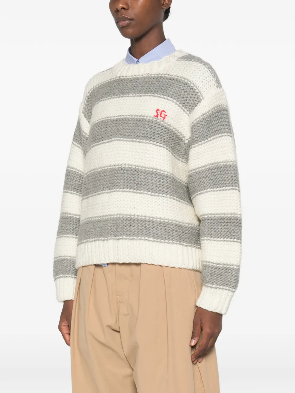 Stine Goya striped chunky-knit sweater Wit