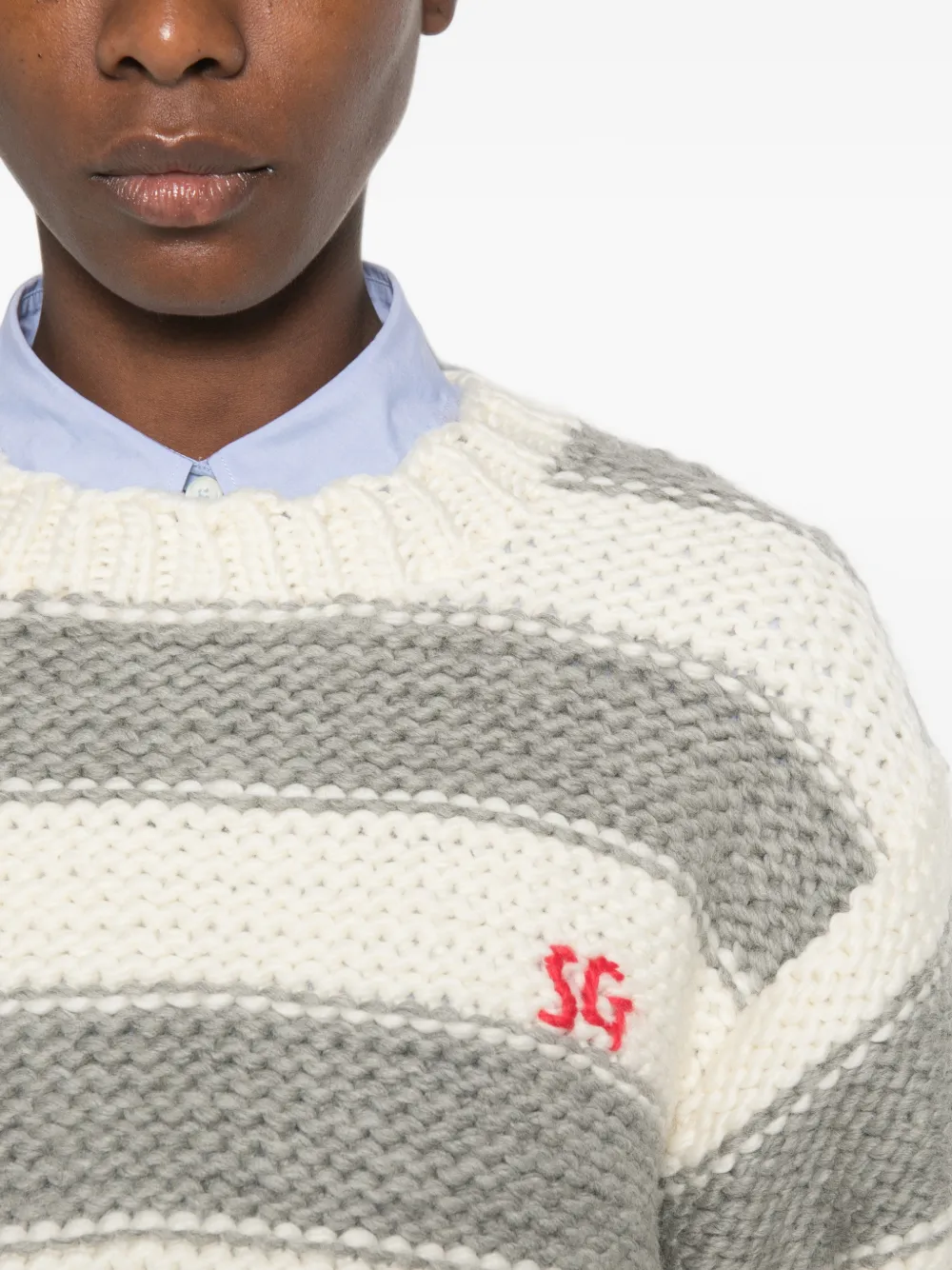 Stine Goya striped chunky-knit sweater Wit